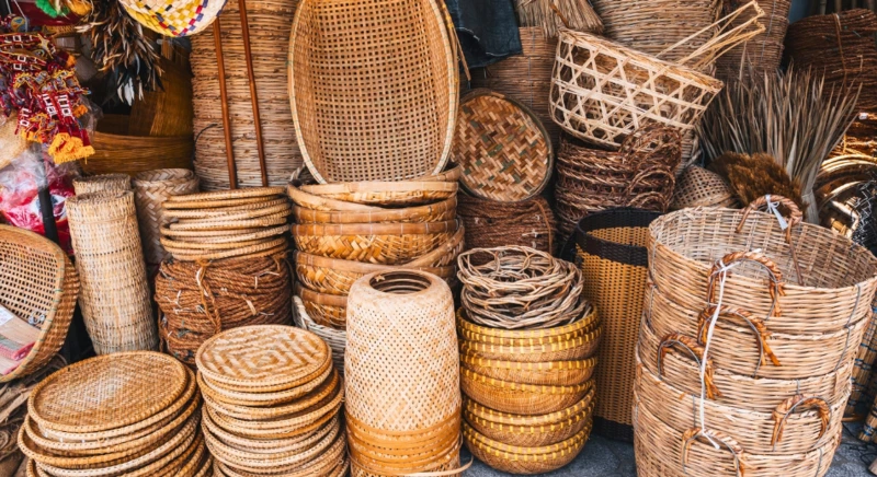 Visite du village de fabrication de paniers en bambou