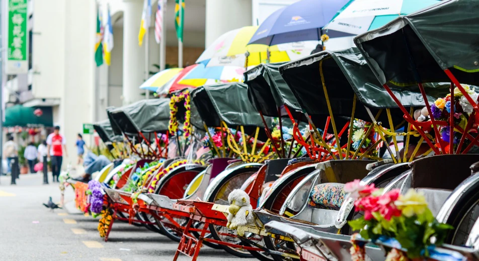 Cycling through the lively downtown streets