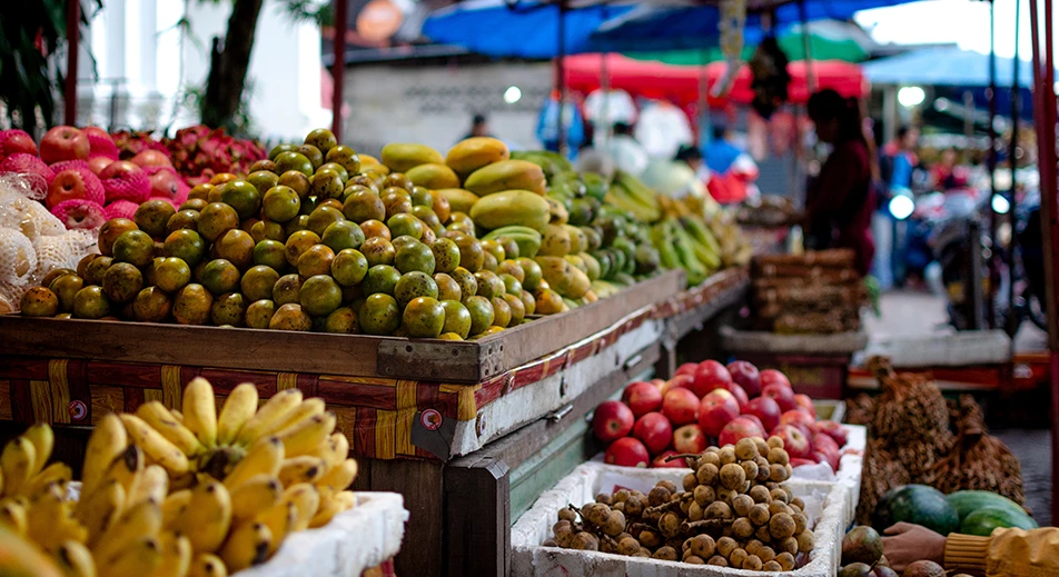 Promenade dans le marché du matin
