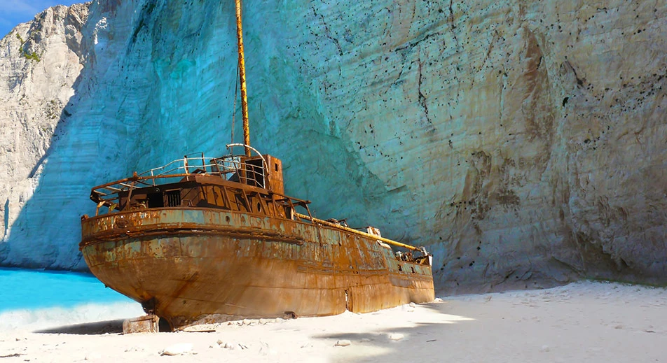 Besuchen Sie den Schiffswrackstrand auf Zante