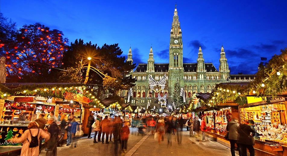 Vienne : visite nocturne de Noël et bibliothèque nationale